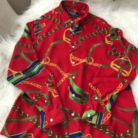 POLO BY RALPH LAUREN HORSE TACK RED SHIRT - Picture 1 of 8
